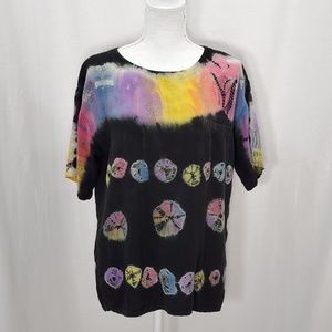FIRST Black Tye Dyed Short Sleeve Top size M/L🎊